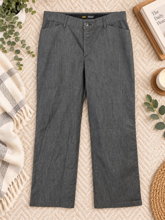 Lee Pants - Lee Regular Fit Trouser Gray Mid Rise Regular M Flex Motion